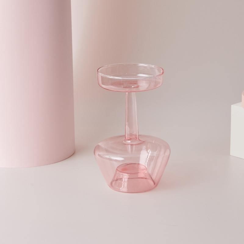 Pink Glass Taper Candle Holder & Vase Collection