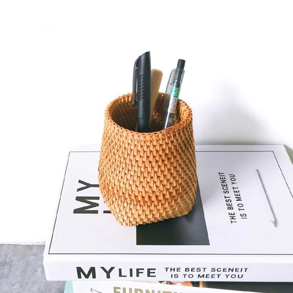 Hand-Woven Wicker Storage Container Basket