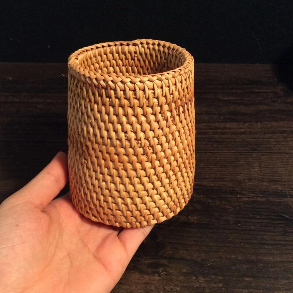 Hand-Woven Wicker Storage Container Basket