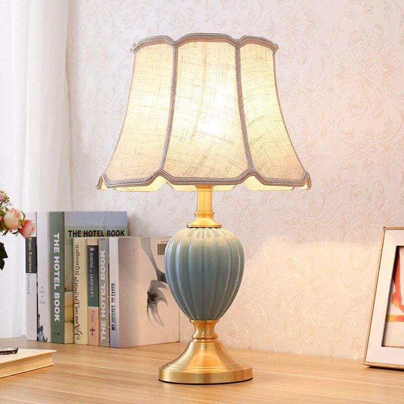 TUDA 33X60cm AmericanStyle Blue Ceramic Table Lamp