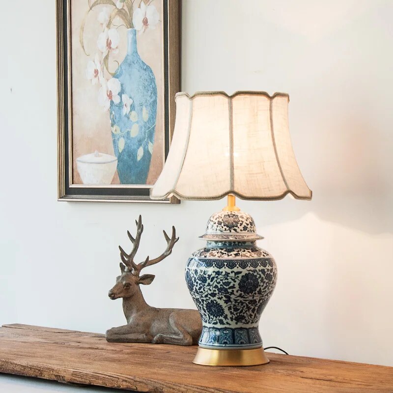 Copper ceramic table lamp