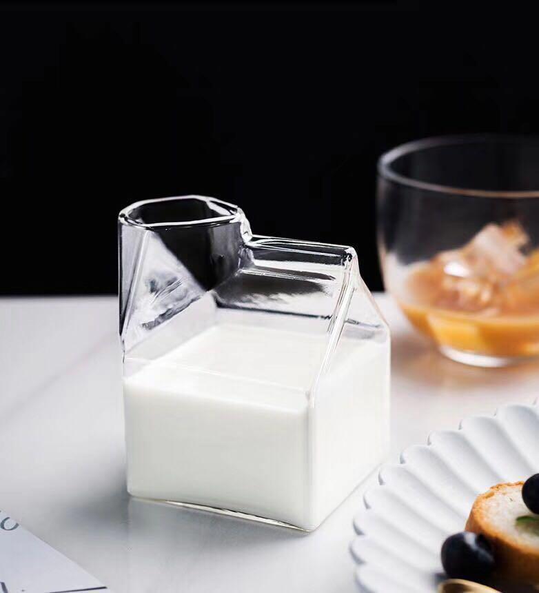 Mini Glass Milk Carton Cup