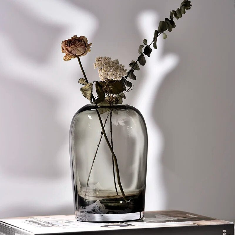 Flower Vase Grey Glass