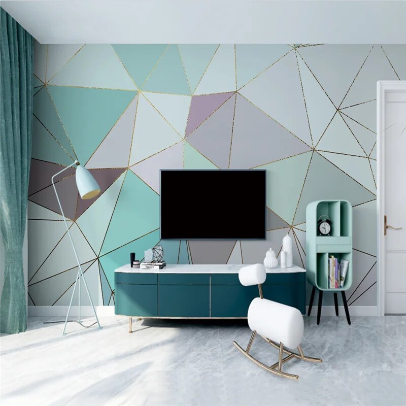 3D Geometric golden line wallpaper