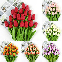 35 cm Tulip Flower Artificial Tulip Bouquet 10/5Pcs PE foam Fake Flower for wedding Ceremony Decor Home Garden Bouquet Decor