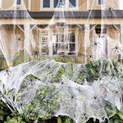 Artificial Spider Web Halloween Decoration Scary Party Scene Props White Stretchy Cobweb Horror House Home Decora Accessories