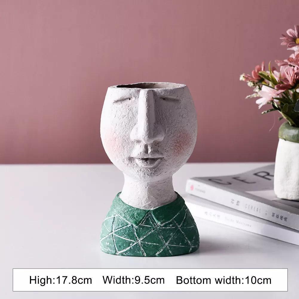 Caricature Portrait Face Figurine Sculpture Planter