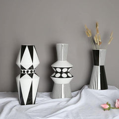 Black And White  Geometric Vases