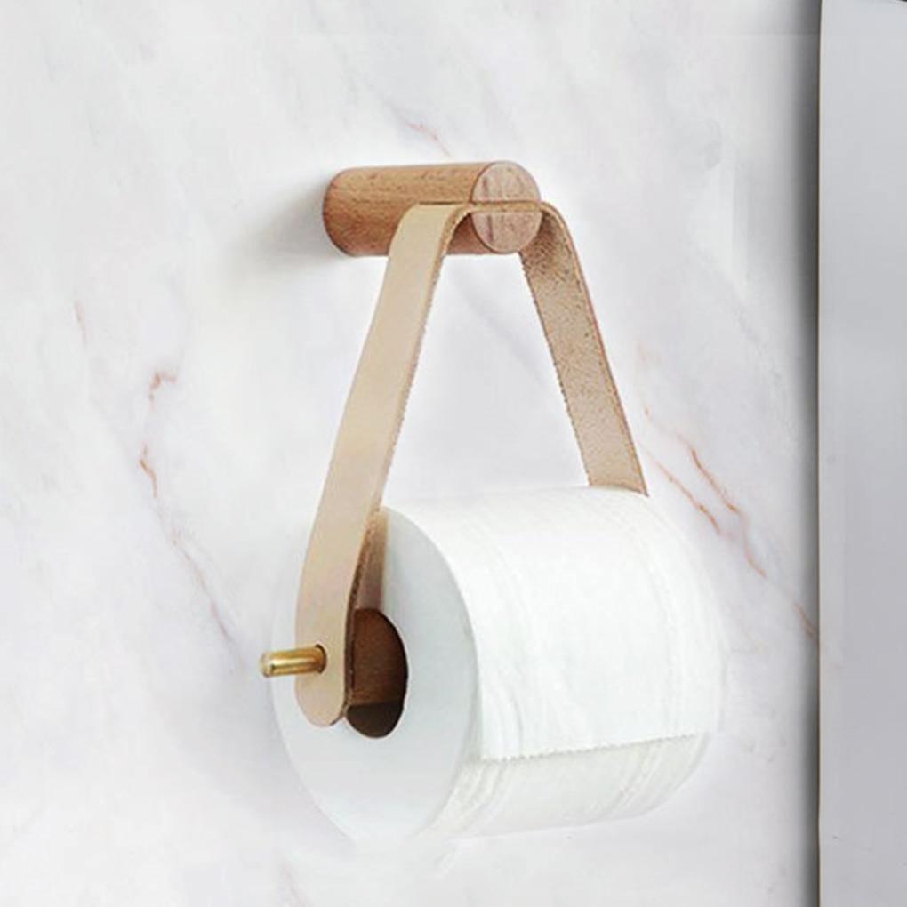 Leatherette and Oak Toilet Paper Holder