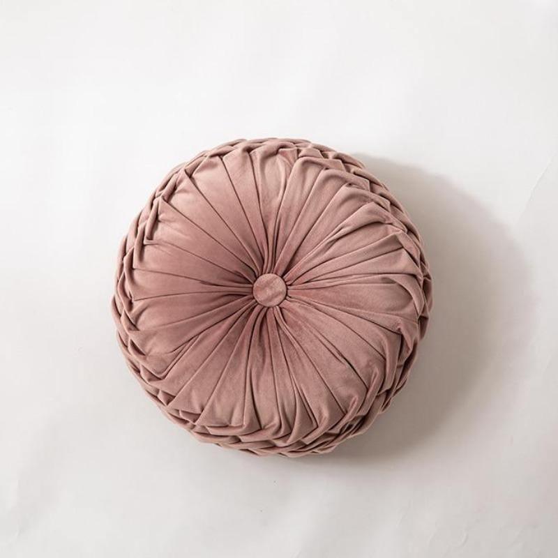 Velvet Ruffle Round Cusion Throw Pillow