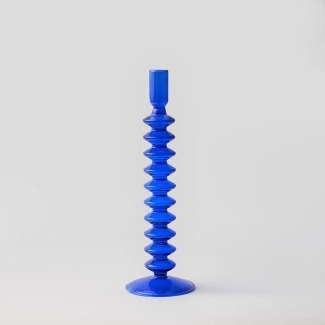 Blue Horizon Taper Glass Candle Stick Holders