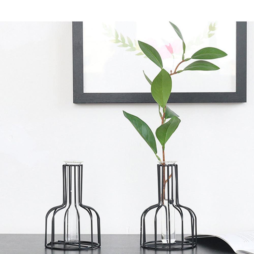 Test Tube Vase with Bottleneck Iron Stand