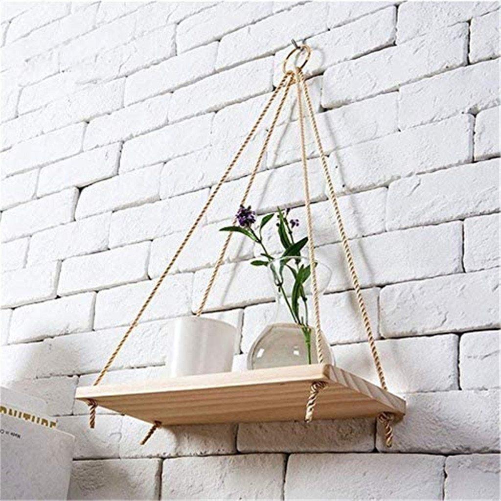 Wooden Rope Swing Wall-Mounted Shelf