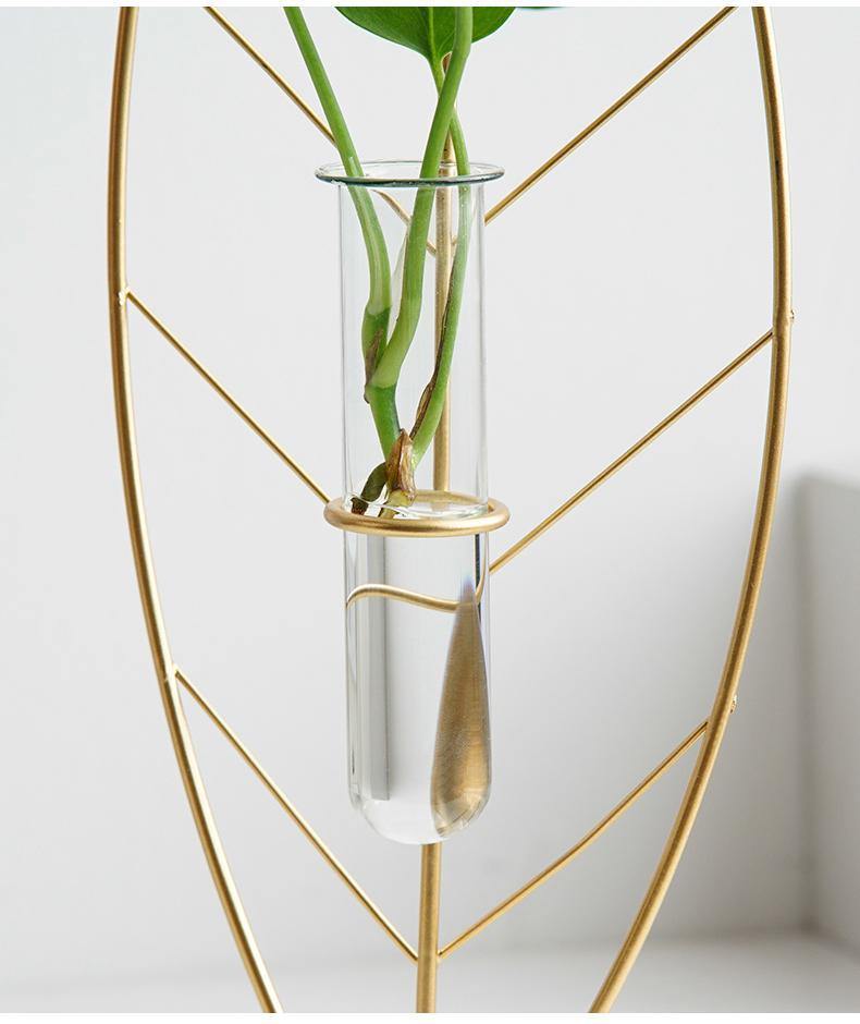 Gold Flora Metal and Glass Test Tube Propagation Vase