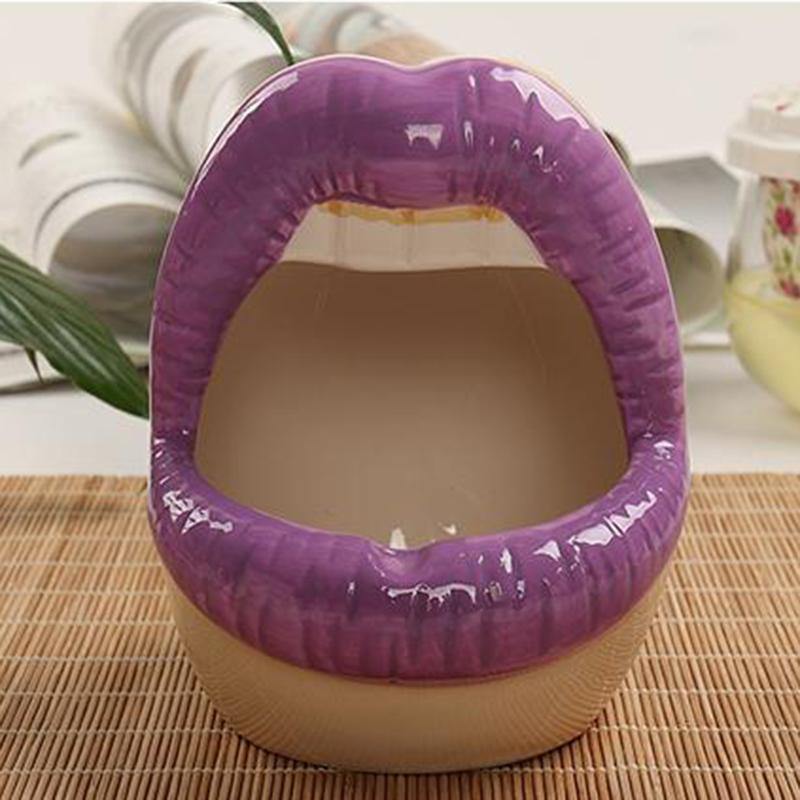 Pucker Up Lips Ceramic Planter