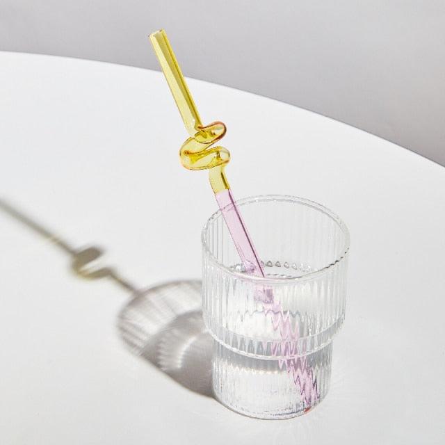 Twist Colorful Glass Straw Plum / Yellow / Twist | Sage & Sill