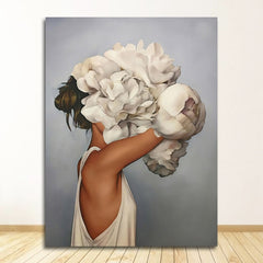 Flowers Feathers Woman Abstract Canvas Poster