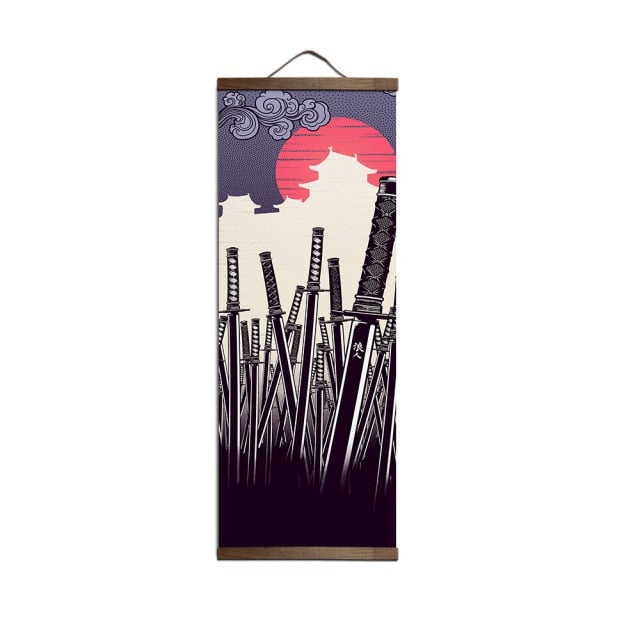 Japanese Samurai Ukiyoe Canvas Poster