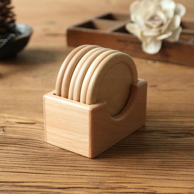 Pine Wood Coasters 6-Piece Set