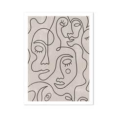 Abstract Woman Face One Line Drawing Poster